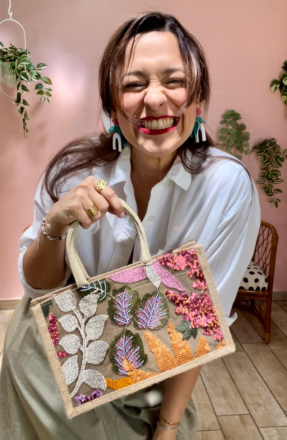 Embroidered Flower Bag